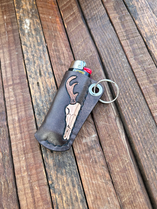 Lighter Sheath: Buck Skull (Ready to Ship)