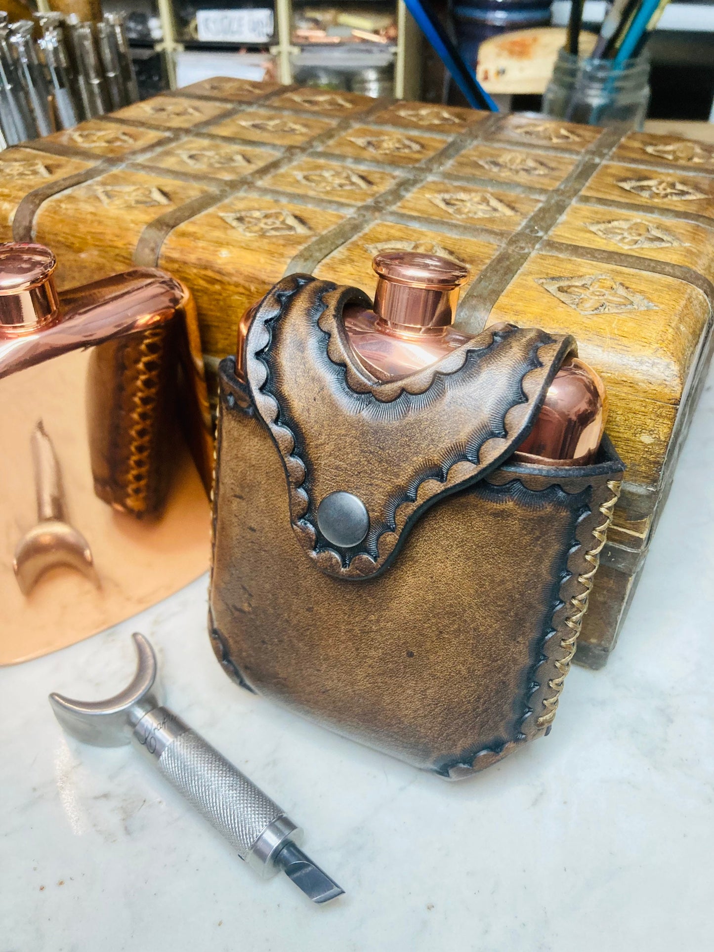 Flask: Tooled Border