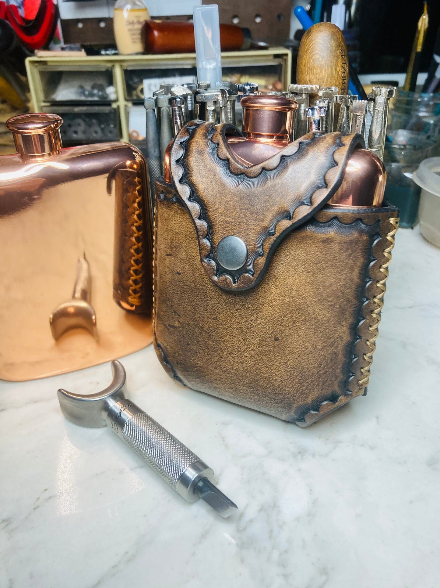 Flask: Tooled Border