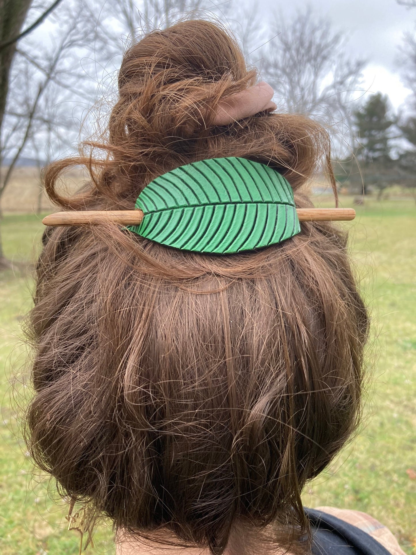 Hair Barrette: Amanita & Leaf
